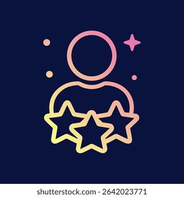 Stellar person radiating with customer feedback. Icon symbol illustration