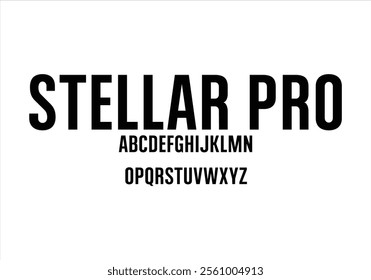 Stellar Pro font for logo and headline. Isolated vector typeset