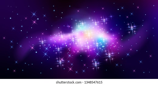 Stellar space background with dark nebula and magical galactic stars in night sky