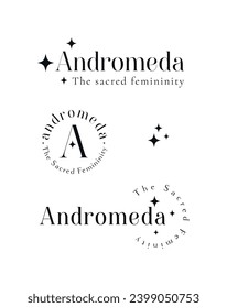 Logotipo Estelar Estrella y Concepto Mínimo. Opción negra.Femininidad minimalista limpia y elemento de diseño estelar simple. Gráfico vectorial.