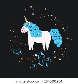 Stellar Unicorn sticker. Vector illustration.