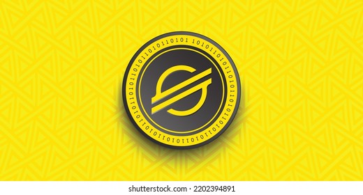 Stellar (XLM) crypto coin token vector illustration. Virtual currency symbol banner and background