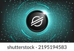 Stellar (XLM) crypto currency themed banner. XLM icon on modern green color background.