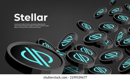 Fondo del banner del concepto criptodivisa de Stellar (XLM).