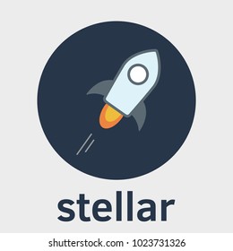 Stellar (XLM) decentralized blockchain and cryptocurrency. Stellar vector dark color logo.