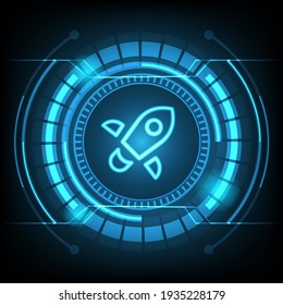 Stellar (XLM) symbol with crypto currency themed background design. Modern neon color banner for Stellar icon.Vector illustration. EPS.10