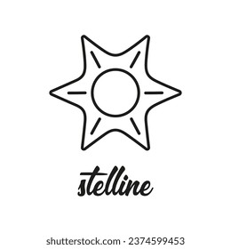 stelle pasta illustration, stelline vector sketch, traditional italian food, black and white pasta isolated on white background