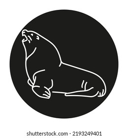 Steller Sea Lion Color Line Illustration Stock Vector (Royalty Free