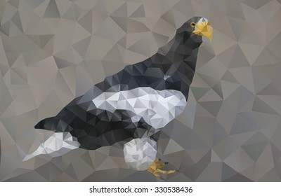 Steller's sea eagle. Background with an bird of the polygons