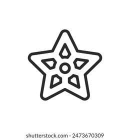 Stelline pasta, linear style icon. Star-shaped pasta. Editable stroke width