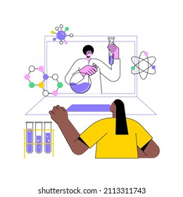 STEM activities abstract concept vector illustration. STEM during quarantine, fun home learning activity, self-isolation science entertainment, engineering challenge for kids abstract metaphor.