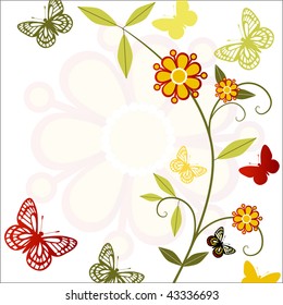 stem with butterflies and funky flowers