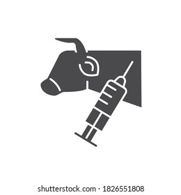 Icono de glifo negro con biopsia de celda de pila. que involucren la extracción de células de muestra o tejidos de vaca. Pictograma para página web, aplicación móvil, promoción. elemento de diseño de interfaz gráfica de usuario (GUI) de UI UX.
