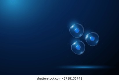 Cúmulo de células madre. Medicina regenerativa, terapia celular, ingeniería de tejidos, medicina personalizada, investigación biomédica, diferenciación celular, trasplante, concepto de innovación médica.  Vector