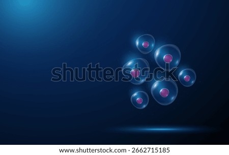 Stem cell cluster. Regenerative medicine, cell therapy, tissue engineering, personalized medicine, biomedical research, cell differentiation, transplantation, medical innovation concept.  Vector