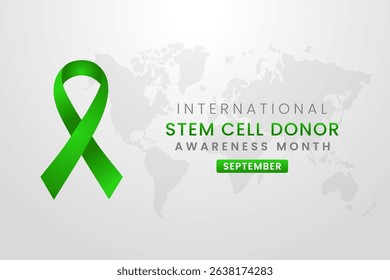 Stem cell donor Awareness Month background design with Green silk ribbon.