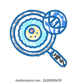 vetor de esboço de ícone de doodle biomédico de pesquisa de células-tronco. sinal biomédico de pesquisa de células-tronco. ilustração de símbolo isolado