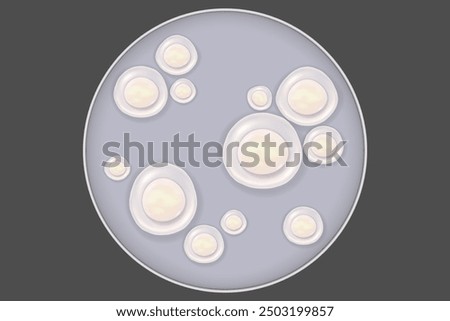 Stem cells and petri dish. Embryonic stem cell microscope background. Biotechnology. Biology. 
Medical science background. 