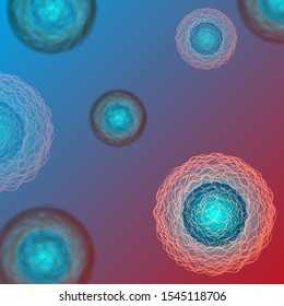 Stem cells, viruses or microorganisms 3d vector background medical illustration for scientific articles.
