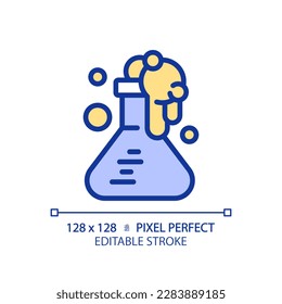 STEM in chemistry pixel perfect RGB color icon. Study material conditions. Innovative method. Education system improvement. Isolated vector illustration. Simple filled line drawing. Editable stroke