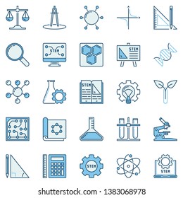 STEM Colored Icons Set - Vector Science, Technology, Engineering And Math Concept Logo Elements