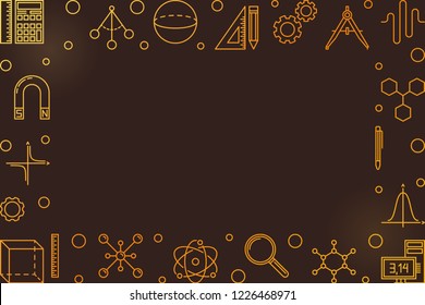 STEM colorful horizontal frame with empty space for text. Vector science concept illustration in thin line style on dark background