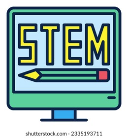 STEM Computer vector PC concept colored icon or design element