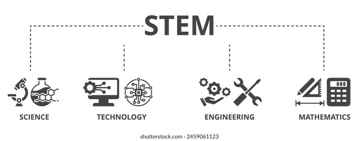 STEM concept icon illustration contain science, technology, engineering and mathematics.