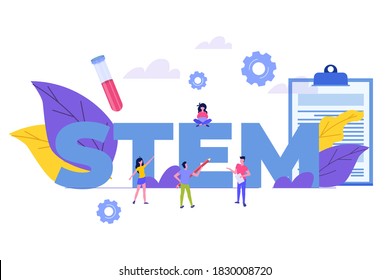 STEM Concept. Science, Technology, Engineering, Mathematics. Vecnor Illustration