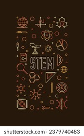 STEM concept vertical creative outline banner. Science, technology, engineering, mathematics thin line illustration