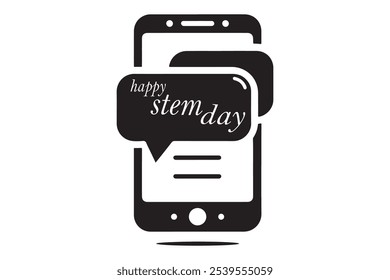 stem day with text icon typography,silhouette vector art illustration