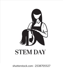 stem day with typography,silhouette vector art illustration