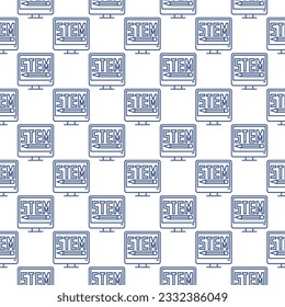 STEM Desktop Computer vector Monitor concept outline seamless pattern