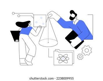 STEM education abstract concept vector illustration. STEM integration, engineering for kids, learning programming process, technology class, chemical experiment, smart children abstract metaphor.