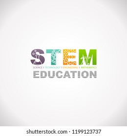 STEM Education Concept Logo. Science Technology Engineering Mathematics. svg