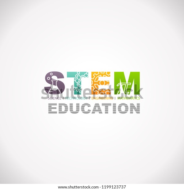 Stem Education Concept Logo Science Technology Stock Vector (Royalty ...