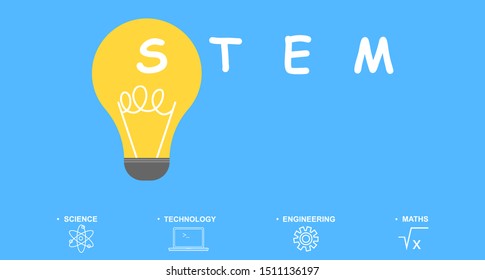 STEM education concept - science, technology, engineering and maths. Flat  illustration with words.