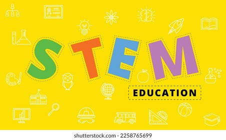 STEM Education Concept , Science Technology Engineering and Maths, icon style vector design