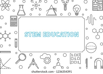 STEM education horizontal frame with place for your text. Vector Science, Technology, Engineering and Math outline illustration