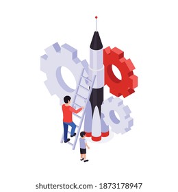 STEM education isometric science and technology symbols vector illustration