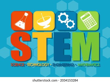 STEM education logo banner with learning icons illustration