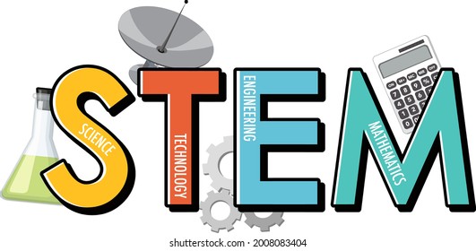 STEM education logo banner on white background illustration