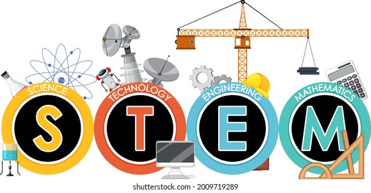 STEM education logo banner on white background illustration