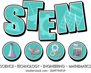 STEM education logo banner on white background illustration