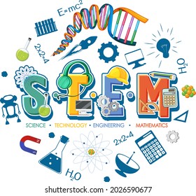 STEM education logo with icon ornament elements  illustration