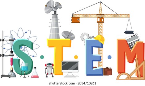 STEM education logo with icon ornament elements illustration