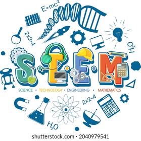 STEM education logo with icon ornament elements  illustration