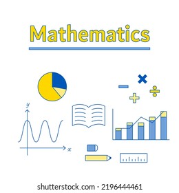 STEM education (mathematics) icon illustration set (white background, vector, clipping)