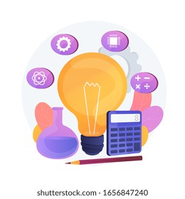 STEM education model. Learning program, basic fields of study, school subjects. Light bulb with science, technology, engineering and mathematics icons. Vector isolated concept metaphor illustration