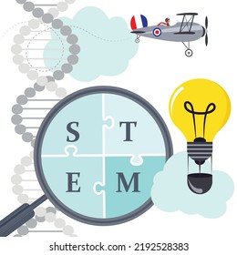 STEM education puzzle vector illustration